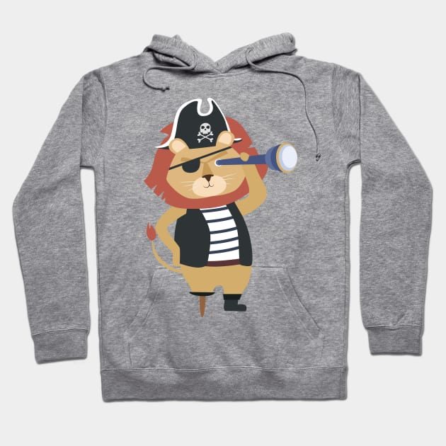 Lion Pirate Wooden Leg Hoodie by JunkyDotCom